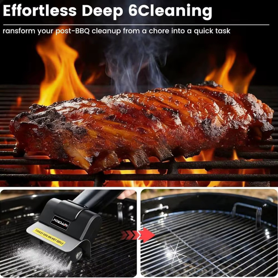 Hippcron Elektrische Grillreinigungsbürste mit Edelstahlbürste, 1100 U/min, 2000 mAh, Typ-C-Ladefunktion, Schwarz-Silber - Bild 4