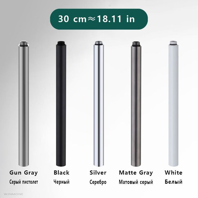 WJNMONE Duschverlängerung für Duschsysteme und Badewannen, 30 cm, Schwarz Grau Weiß Silber Matt - Bild 1