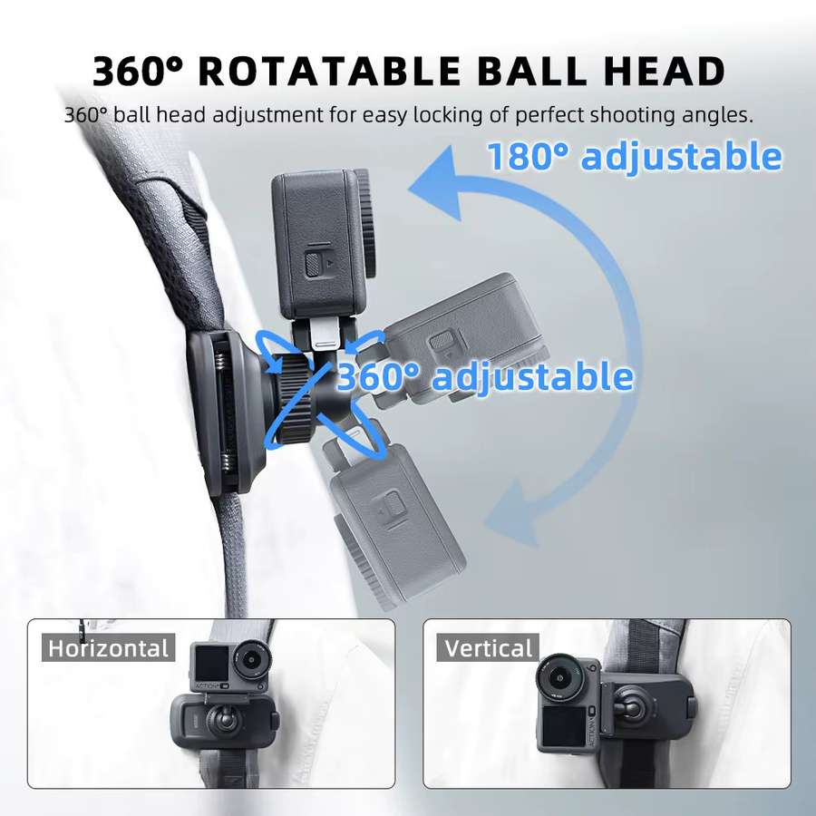 BRDRC Magnetischer Rucksack-Clip für DJI Action 6/5 Pro/4 Kamera-Zubehör, 360 Grad drehbarer Schnellwechsel-Adapter, Schwarz - Bild 4