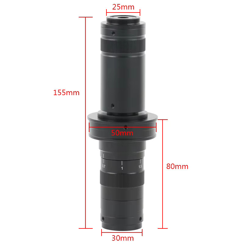 Eakins 253X Optisches Monokular-Zoomobjektiv 0,7-4,5X Parfokales C-Mount Mikroskopobjektiv für Industrie- und Labor-Videomikroskopie in Schwarz - Bild 3
