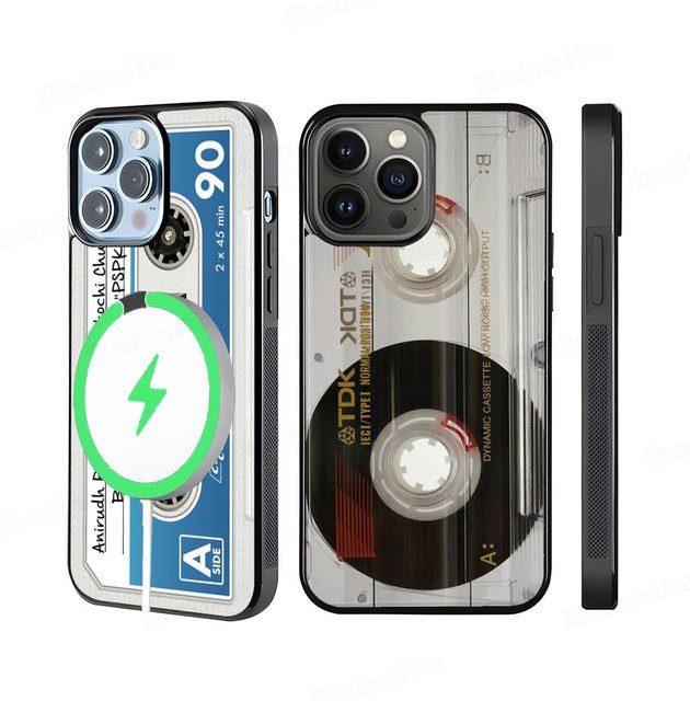 Magnetische Radioband-Kassetten Telefonhülle für Apple iPhone 17 16 15 14 13 12 11 Pro Max Plus mit kabellosem Laden in Transparent - Bild 1