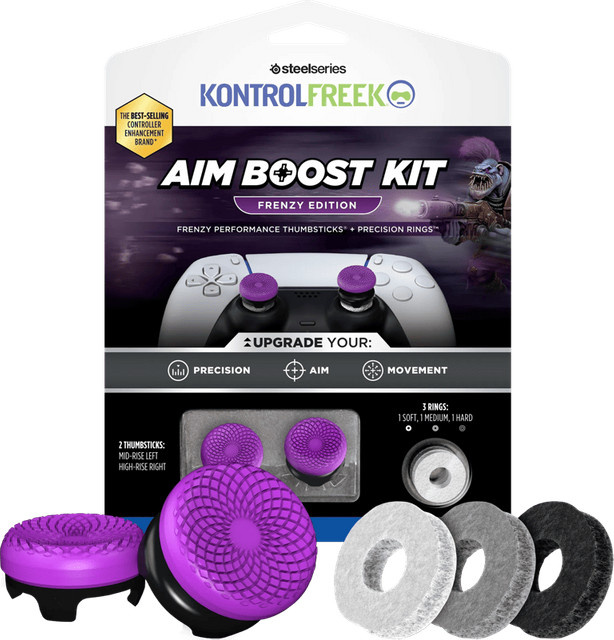 KontrolFreek Frenzy AimBoost Thumbsticks und Precision Rings für PS5 und PS4 in Violett/Schwarz - Bild 1