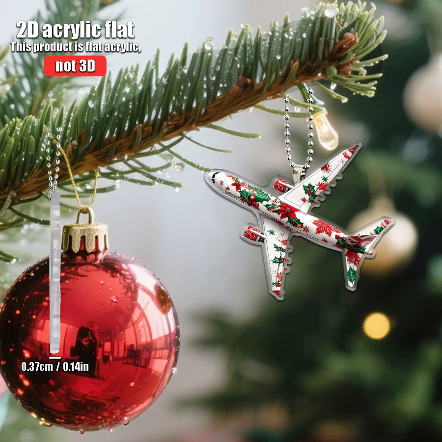 Weihnachtsanhänger Flugzeug mit Blumenmuster aus Acryl in Multicolor - Bild 2
