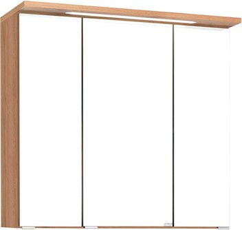 HELD MÖBEL 3D-Spiegelschrank Bologna mit LED-Beleuchtung und Glastüren, B/H/T: 70 x 66 x 20 cm, Weiß/Mehrfarbig - Bild 1