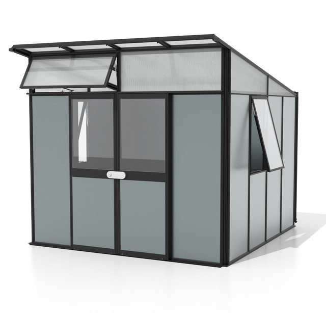 Vitavia Gerätehaus Kosmos mit Pultdach aus Aluminium in Schwarz und Salbeigrün mit 7,8 m² Stellfläche - Bild 1