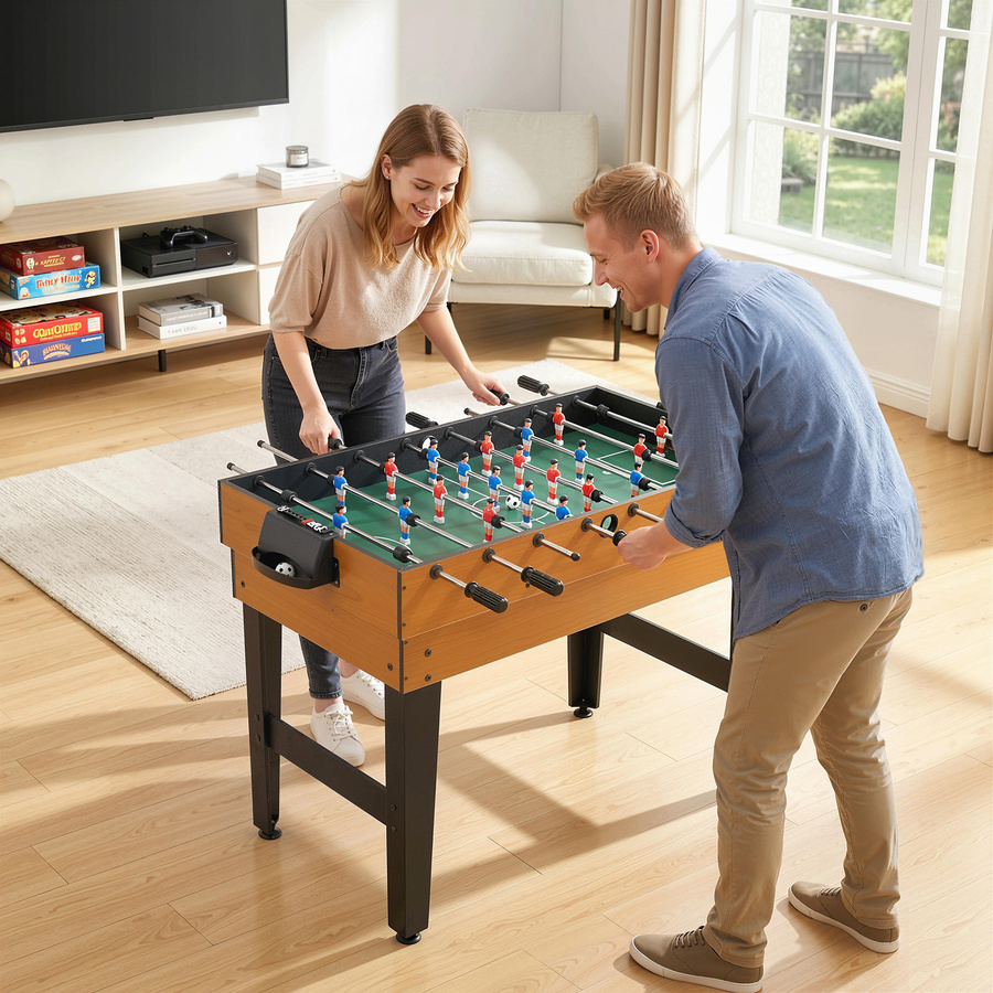 HOMCOM Multigame Spieletisch, 4 in 1, Tischtennis, Kicker, Billard, Tischhockey, Naturholz+Schwarz - Bild 2
