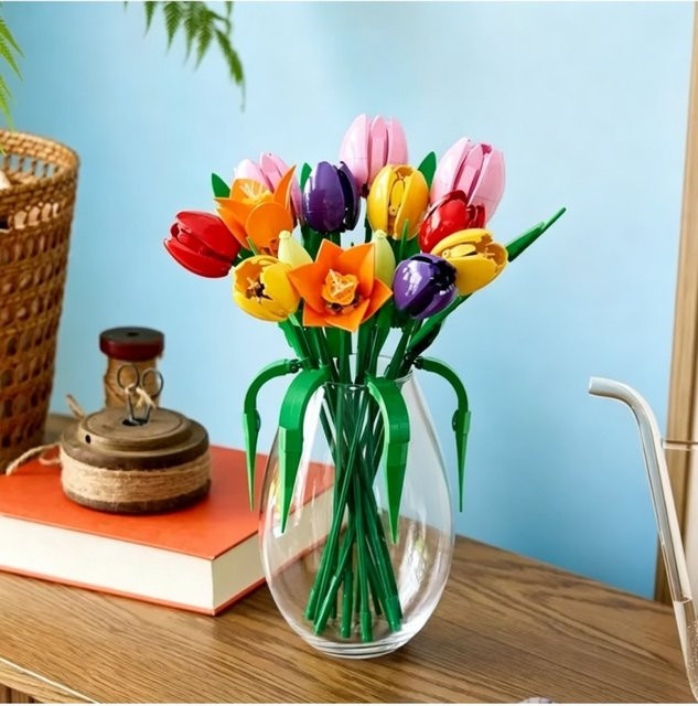 GSF Pflanzen-Tulpenstrauß, Haus-Baustein-Dekoration, 576 Teile - Bild 1