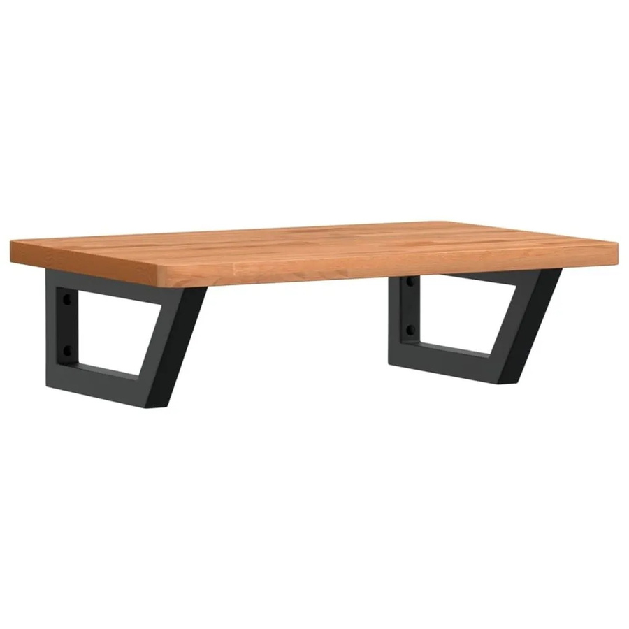 vidaXL Waschbeckenregal zur Wandmontage aus Stahl und Massivholz Buche in Schwarz und Braun - Bild 2