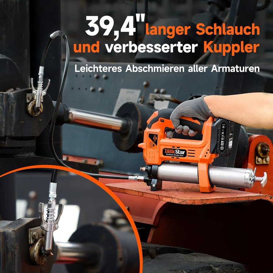 Taskstar Elektrisches Fettpressen-Set 10000 PSI in Orange für Makita 18V Akku mit 4,6 oz/min Förderrate - Bild 5