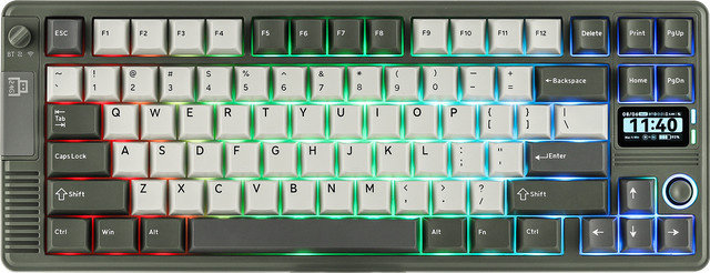 EPOMAKER RT85 Mechanische Tastatur mit Joystick und DIY-Bildschirm, 75 % ANSI US-Layout, kabellos via Bluetooth oder 2,4 GHz sowie kabelgebunden, Weiß/Grau - Bild 1