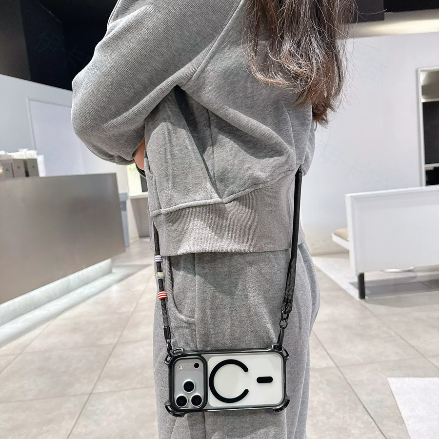 ZHANZHI Verstellbare Crossbody Lanyard-Telefonhülle für iPhone 17 Pro Max, 16, 15, 14 Plus, 13 Pro in Schwarz - Bild 2