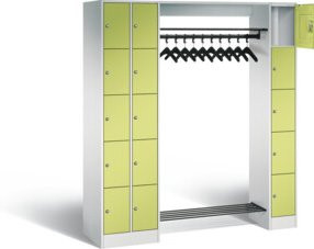 C+P Offene Garderobe Serie 8070 mit Garderobenstange und Schloss, Front Viridingrün, Korpus Lichtgrau, H x B x T: 195 x 210 x 48 cm - Bild 1