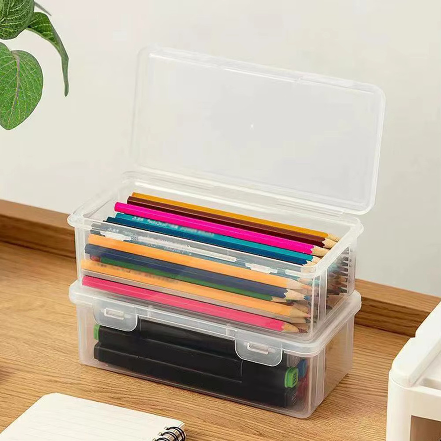 KITPIPI Aufbewahrungsbox für Bürobedarf aus Kunststoff, transparent und schwarz, Organizer mit mehreren Fächern - Bild 2