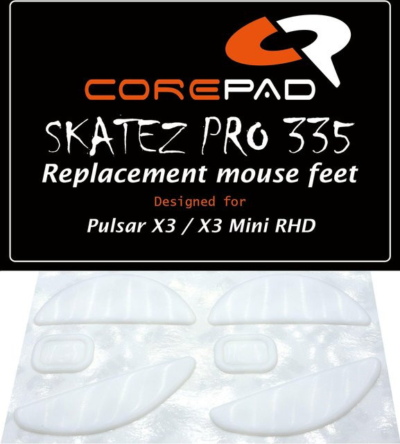 Corepad Skatez PRO Mausfüße für Pulsar X3 und X3 Mini, 2er-Set, Farbe: Weiß, 100% PTFE - Bild 1