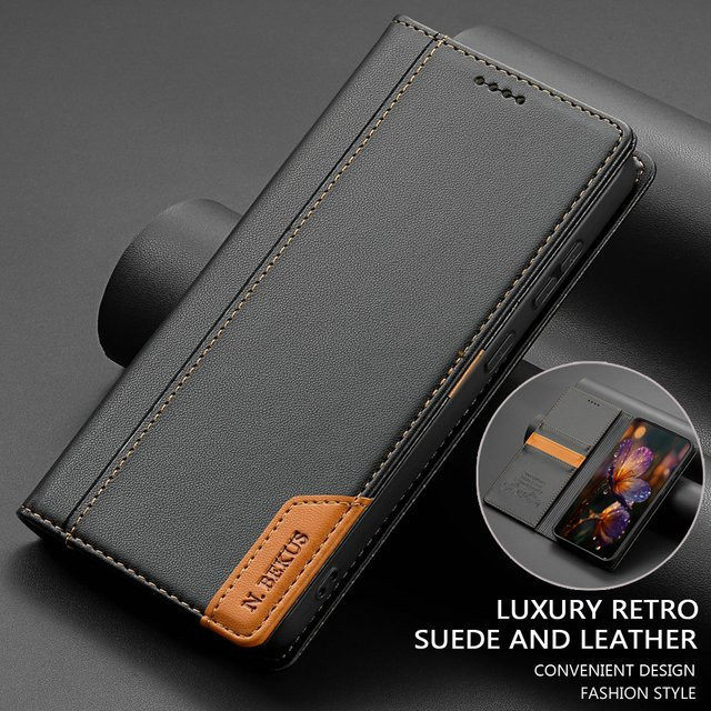 Luxus Lederhülle mit RFID-Schutz für Xiaomi Redmi Note 15 Pro Plus 5G in Schwarz - Bild 1