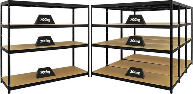 4er Set PROREGAL Schwerlastregal Giant Elephant aus Metall und MDF, Schwarz, H x B x T: 160 x 180 x 60 cm - Bild 1