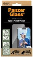 PanzerGlass Ultra-Wide Fit Displayschutzglas für Apple iPhone 15 und iPhone 16, gehärtetes Glas in Schwarz und Transparent - Bild 2