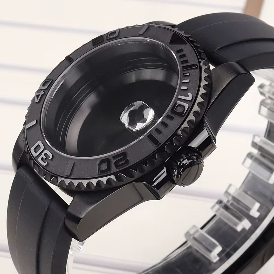 Fanya losch Uhrengehäuse, 40 mm, Herren, Schwarz, Kautschukarmband, Saphirglas - Bild 2