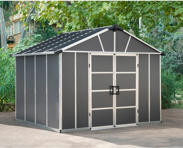 Palram Canopia Yukon Gartenhaus mit Satteldach in Anthrazit B: 3,3 m x T: 2,7 m - Bild 1