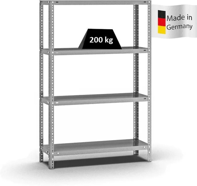 PROREGAL Fachbodenregal Medium-Duty mit 4 Ebenen, verzinkt, Farbe: Silber, H x B x T: 150 x 100 x 30 cm - Bild 1
