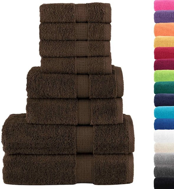 vidaXL 8-teiliges Premium-Handtuch-Set SOLUND aus Baumwolle in Braun mit 600 g/m² - Bild 1