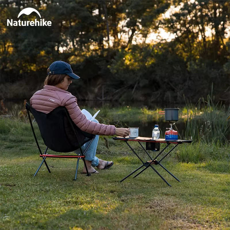Naturehike Ultraleichter Klapptisch mit Getränkehaltern, tragbarer Campingtisch in Schwarz für Garten, Reisen, Picknick und Angeln - Bild 5
