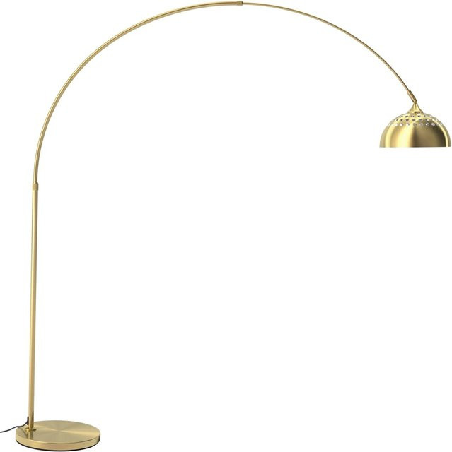 tectake Bogenleuchte Arcus im 70er Jahre Retro-Stil in Gold, höhenverstellbar mit schwenkbarem Lampenschirm und Fußschalter, B/T/H: 175 x 34,5 x 206 cm - Bild 2