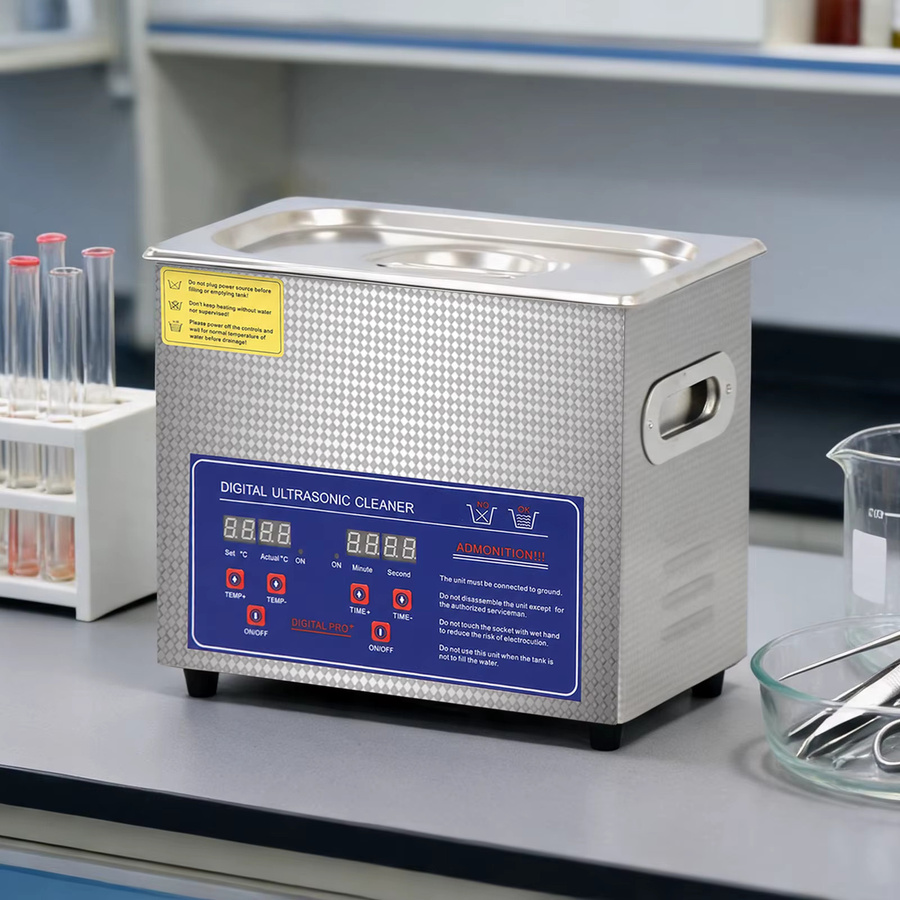 Sihao Professioneller Ultraschallreiniger aus Edelstahl in Silber mit Digitaltimer und Heizfunktion, 3 l, 40kHz für Schmuck, Brillen und Uhren - Bild 2