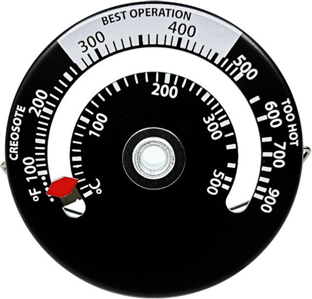 Aideepen Magnetisches Holzofen-Thermometer mit Sonde in Schwarz für Kamin, Ofen, Grill und Backofen - Bild 1