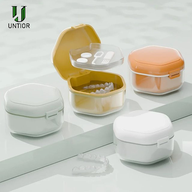 UNTIOR Aufbewahrungsbox für Zahnspangen mit Sieb und Prothesenbecher, Unisex - Bild 1