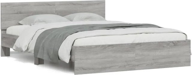 vidaXL Bettgestell mit Kopfteil in Grau Sonoma, B/T/H: 150 x 200 x 103 cm - Bild 1