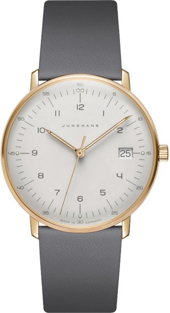Junghans Max Bill Damenuhr, Quarz, Edelstahl, 33 mm, Leder, Silber - Bild 1