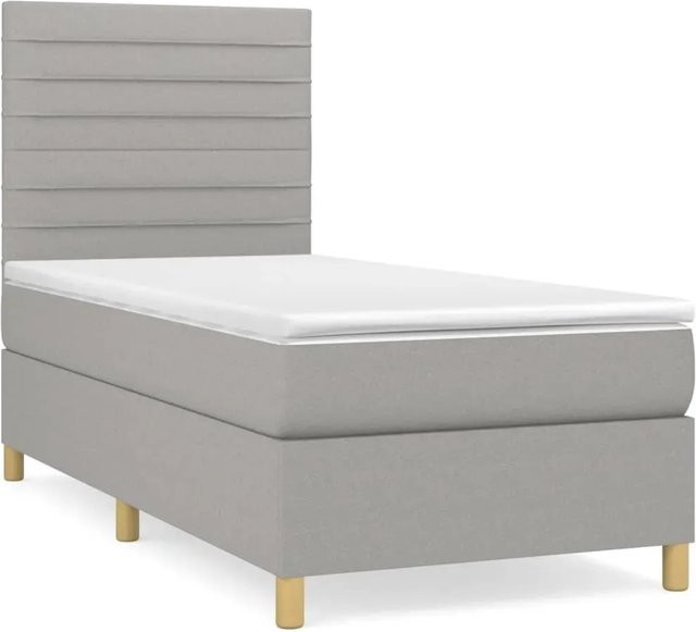 vidaXL Boxspringbett mit Matratze in Hellgrau, Hybridbett mit Taschenfedern und Schaumstoff, B/T: 100 x 200 cm - Bild 1