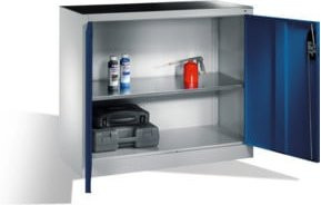 C+P Werkzeug-Beistellschrank mit Drehtüren und 1 Boden, Front Enzianblau, Korpus Lichtgrau, H: 100 cm, B: 120 cm, T: 40 cm - Bild 1