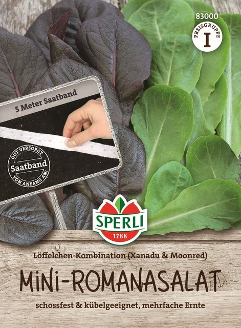 SPERLI Mini Romanasalat-Samen Löffelchen-Kombination mit Saatband - Bild 1