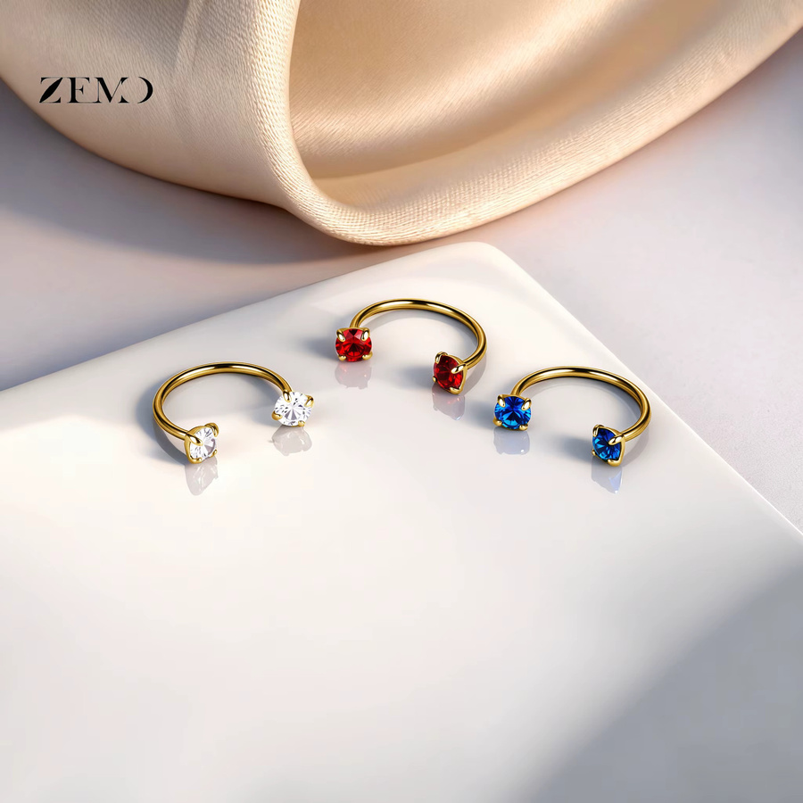 ZEMO Nasenring Titan, Zirkonia, Kristall, Unisex - Bild 2