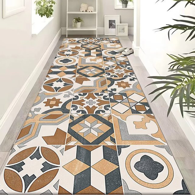 LYAHKAE Boho Teppichläufer im Retro Bohemia Stil, rutschfest und waschbar, Mehrfarbig, B/T: 200 x 60 cm - Bild 1