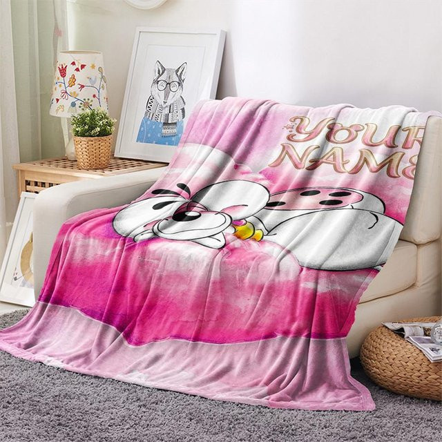 Personalisierte Diddl Flanelldecke mit Namen in Pink von UI LOOL, B/B: 130 x 150 cm - Bild 1