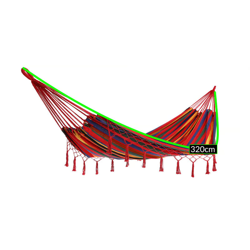 DETEX Hängematte in Rot mit Fransen aus Baumwoll-Polyester, Breite: 320 cm, Tiefe: 150 cm - Bild 2