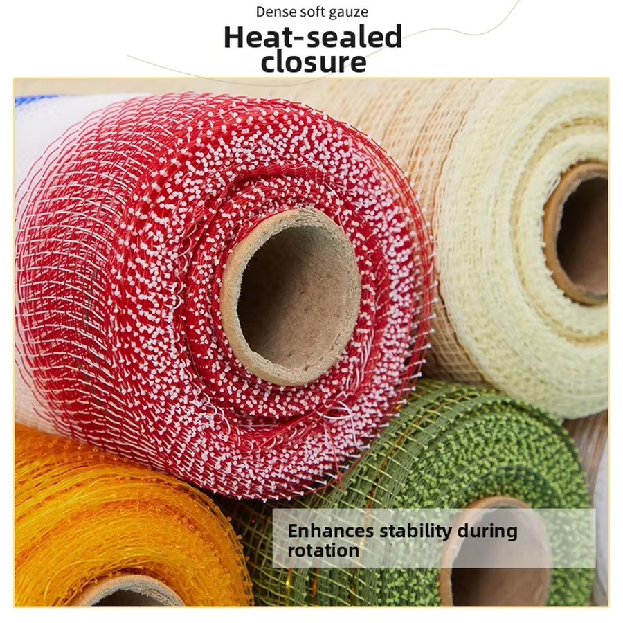 PP Mesh Ribbon Rolle für Weihnachtsdekoration und DIY-Bastelarbeiten, Breite: 15,24 cm, Länge: 9,14 m - Bild 3