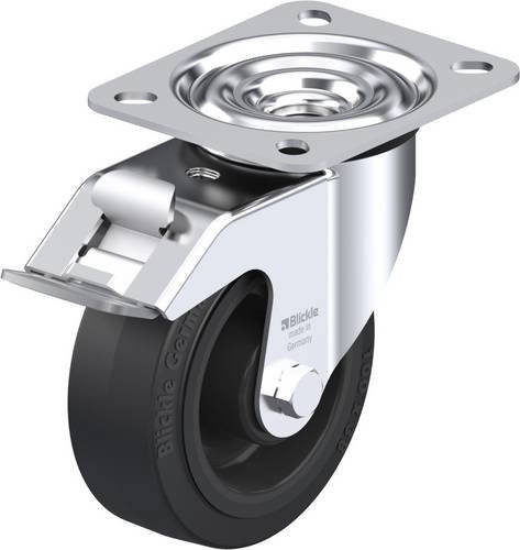 Blickle Lenkrolle LE-POEV 100XR-FI mit Feststeller in Schwarz und Silber, Rad-Durchmesser: 100 mm, Tragfähigkeit: 150 kg - Bild 1