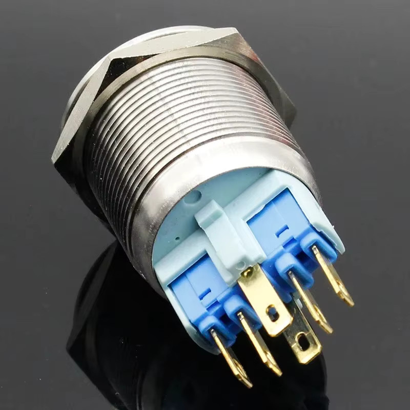 ELECAPITAL LED Druckknopfschalter aus Edelstahl in Silber, rund, wasserdicht, 22mm - Bild 2