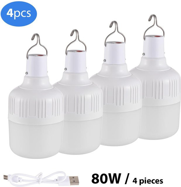 GoolRC 9er Set Wiederaufladbare LED Notfall-Glühbirnen in Warmweiß mit Haken und dimmbarer Helligkeit für Camping und Zelten - Bild 1