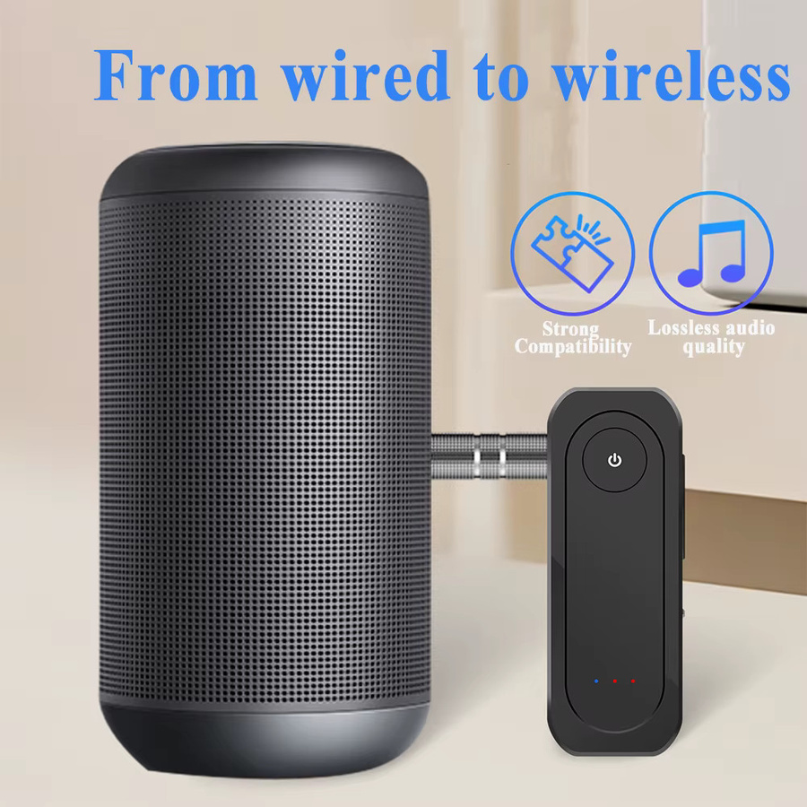 KEBIDU Bluetooth 6.0 Audio-Empfänger und Sender mit Freisprechfunktion, kabelloser Adapter mit 3,5 mm AUX-Anschluss, Schwarz - Bild 2