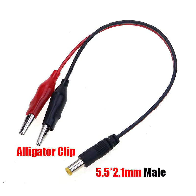 JCD DC-Adapterkabel mit Bananensteckern und Alligator Clips, 5,5 x 2,1 mm, Rot - Bild 2