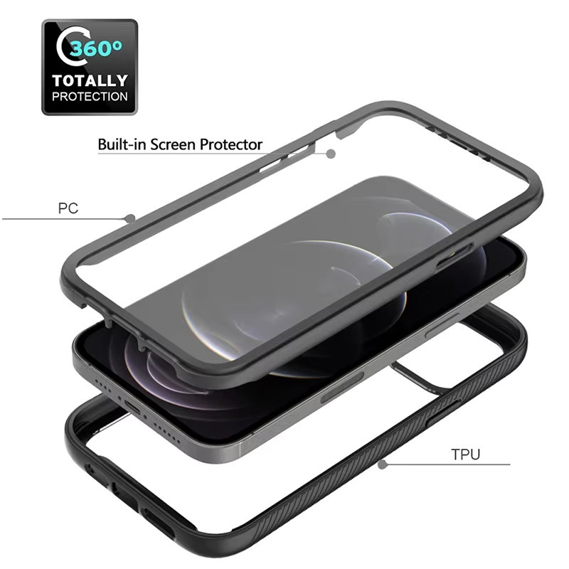 360° Vollschutz Displayschutzfolie und transparente Hülle für iPhone 11 12 13 14 15 16 17 Pro Max Plus und Air Modelle - Bild 2