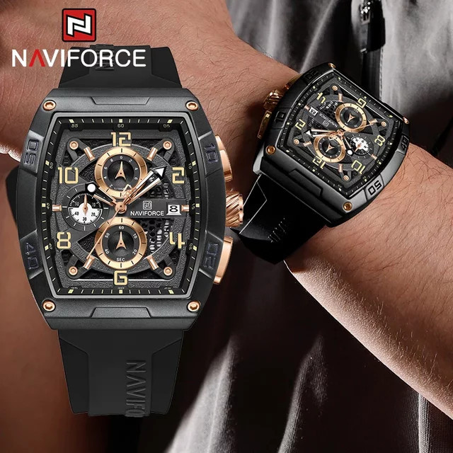 NAVIFORCE Armbanduhr, Quarz, Silikonarmband, Schwarz, Herren - Bild 1