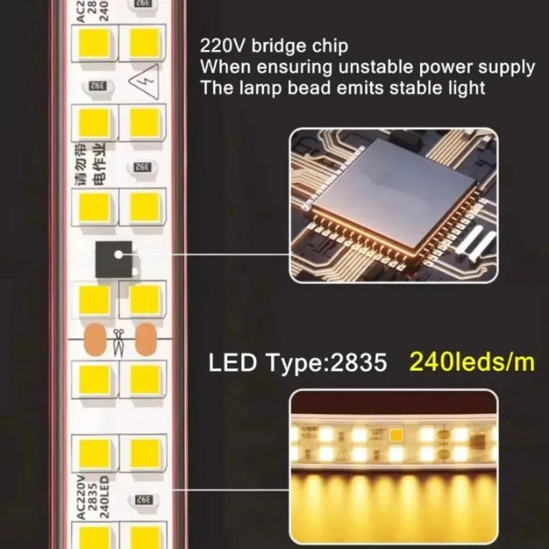 OuuZuu LED-Streifen Doppelreihe 240 LEDs/m IP68 Wasserdicht Warmweißes Licht 5m Breite: 12 mm - Bild 8