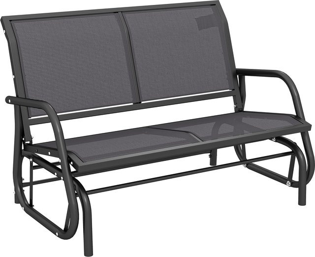 Outsunny 2-Sitzer Gartenschaukel aus Metall und Textilene in Grau, wetterfeste Gartenbank mit klassischem Stil, B/T/H: 120 x 70 x 85 cm - Bild 1