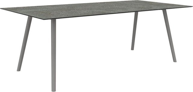 Stern Tisch Interno mit konischem Rundrohr-Aluminiumgestell und Silverstar 2.0 Flint Tischplatte, Farbe Warmgrau, B/T: 220 x 100 cm - Bild 1